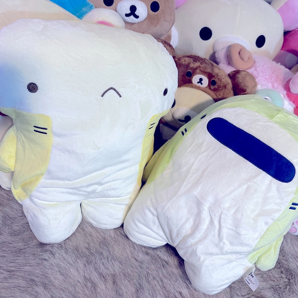 Samezu Cute Plush Pillow Set in White and Green Set of 2